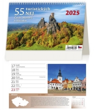 Kalendář stolní, 55 turist. nej Čech, Moravy a Slezska 2025